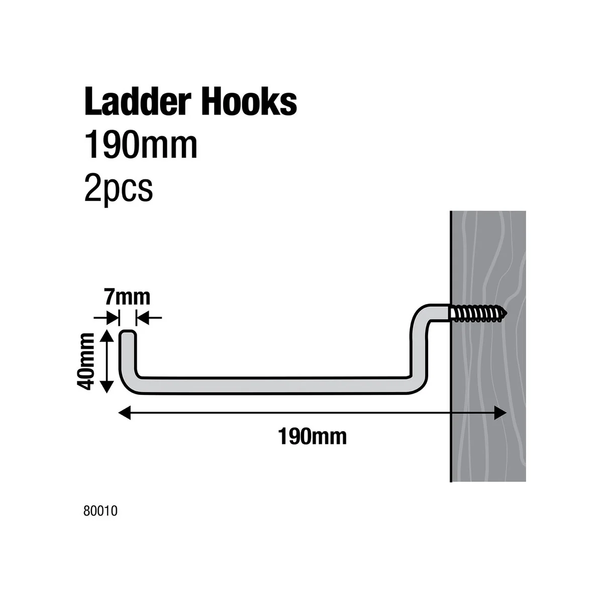 Everhang Ladder Storage Hooks - 190mm x 42mm - Steel PVC Coated - 2 Pack - Image 2