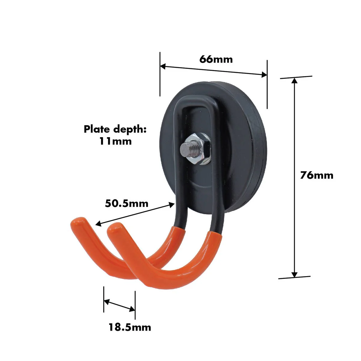 Everhang Magnetic Utility U Hook - 10kg Pull Force - 18.5mm x 76mm x 50.5mm - Orange/Black - Image 5