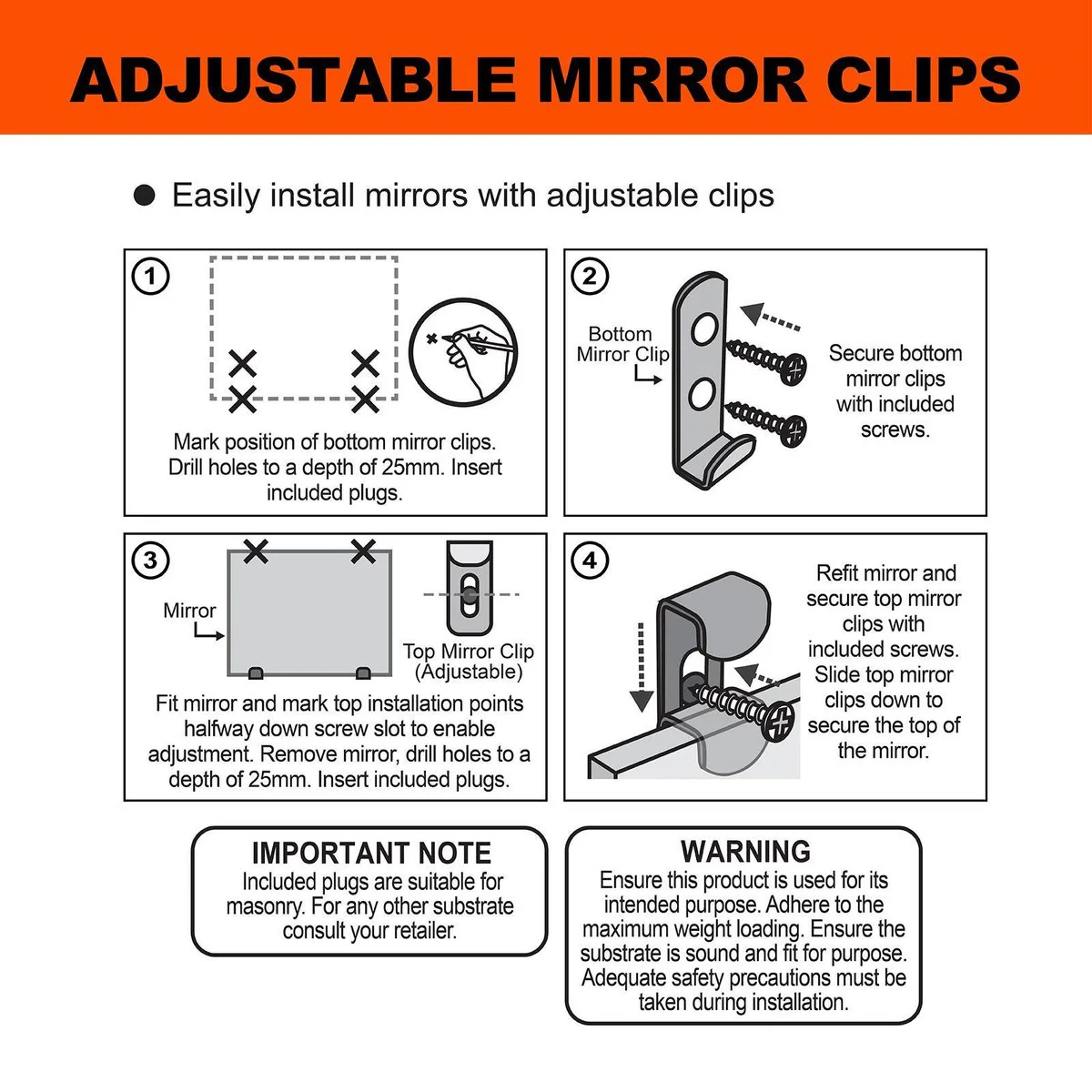 Everhang Mirror Clips - 11kg - Steel - Easy Installation - Image 2