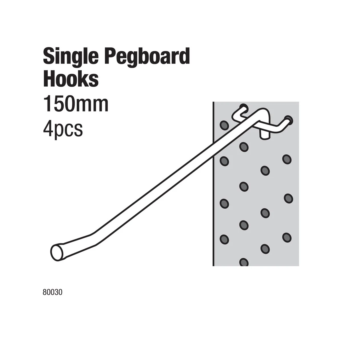 Everhang 150mm Single Hooks Pegboard 4 Pack - Silver - 5mm - Image 2
