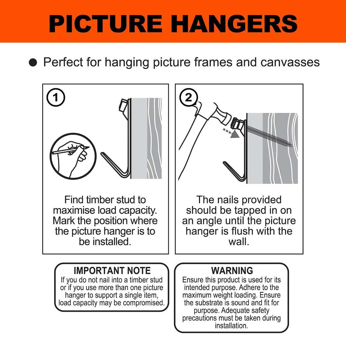 Everhang Picture Hanger - 25kg - Brass Plated - Heavy Duty - 4 Pack - Image 4