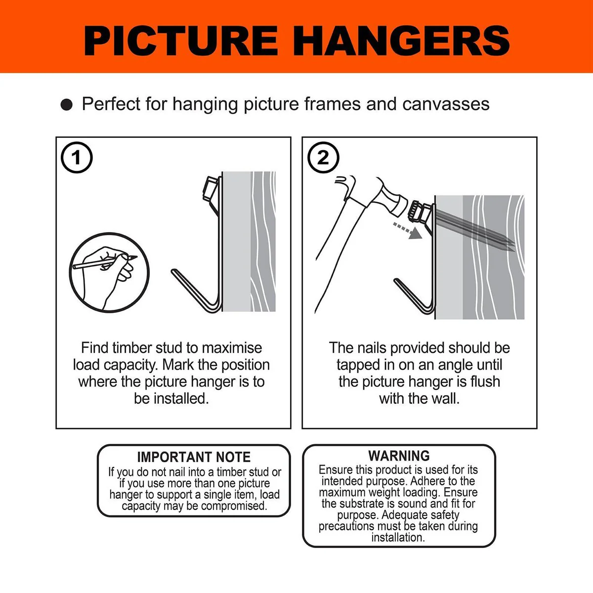 Everhang Picture Hanger - 45kg - Brass Plated - Heavy Duty - 4 Pack - Image 4