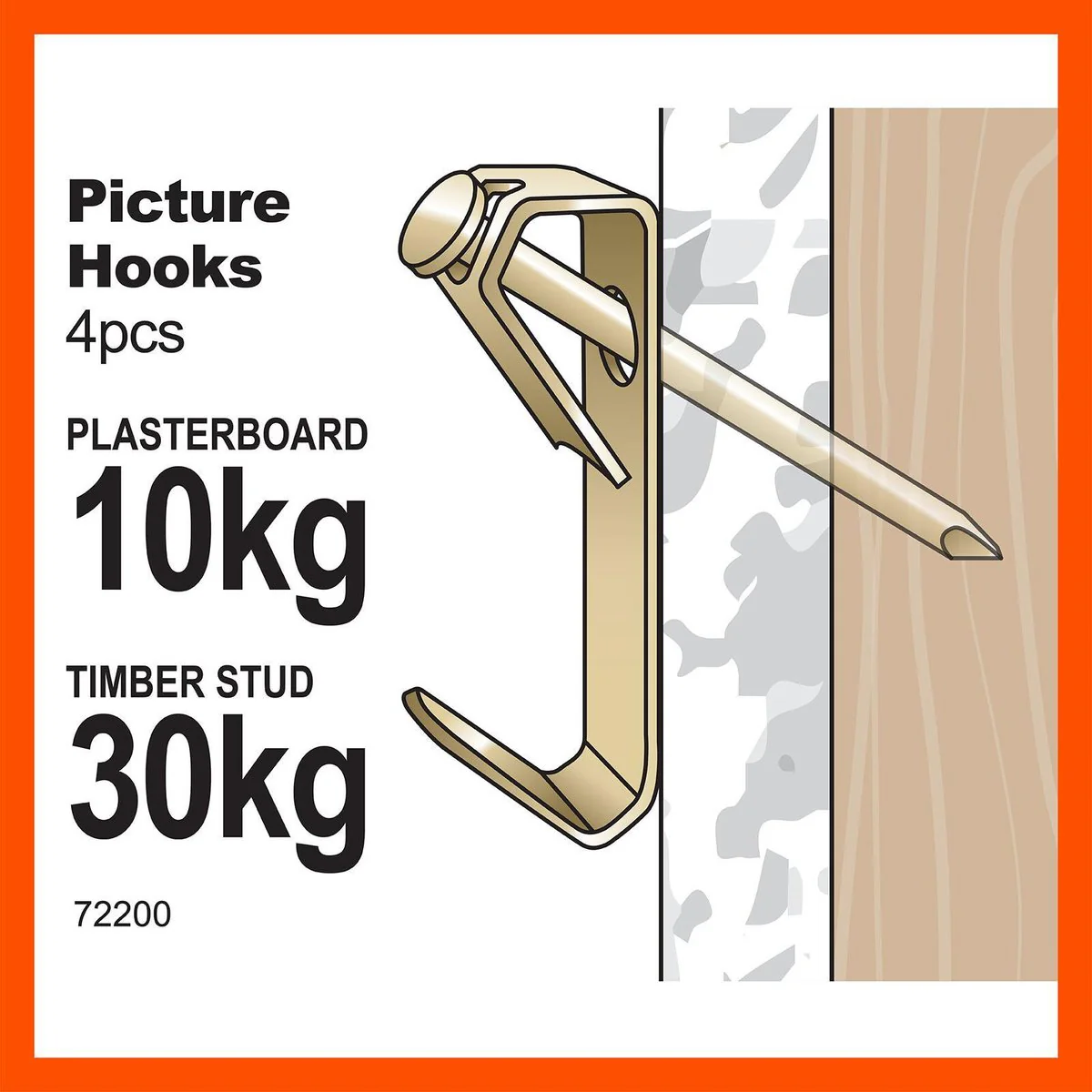 Everhang Picture Hanging - 30kg - Brass Plated - Heavy Duty - 4 Pack - Image 3