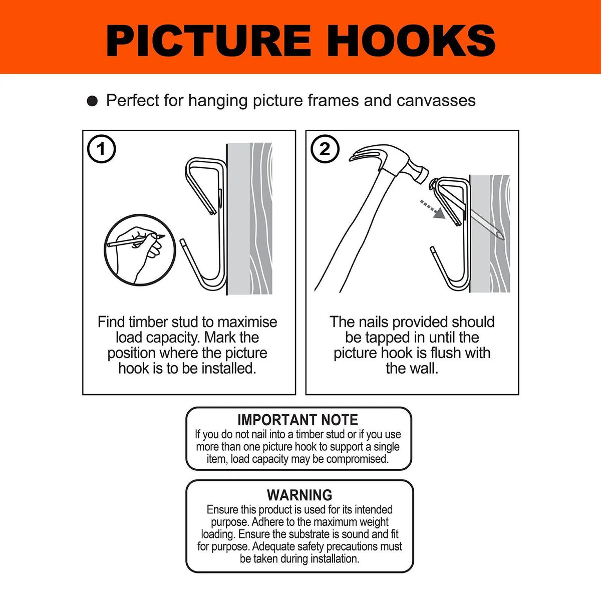 Everhang Picture Hanging - 30kg - Brass Plated - Heavy Duty - 4 Pack - Image 4
