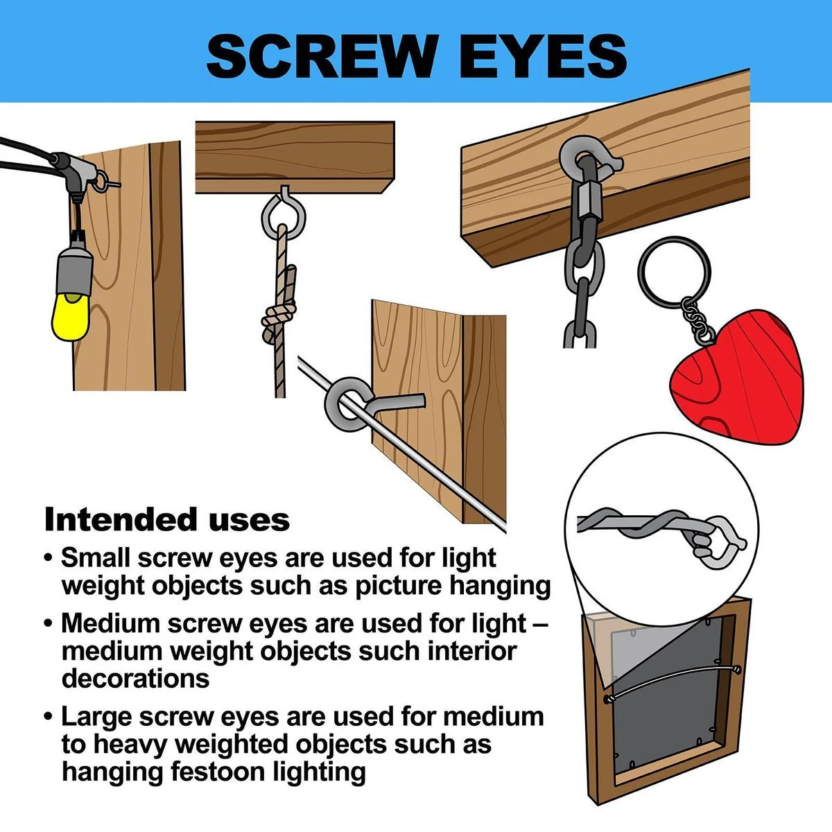 Everhang Screw Eye Hooks - 7mm - Nickel Plated - 8 Pack - Image 2