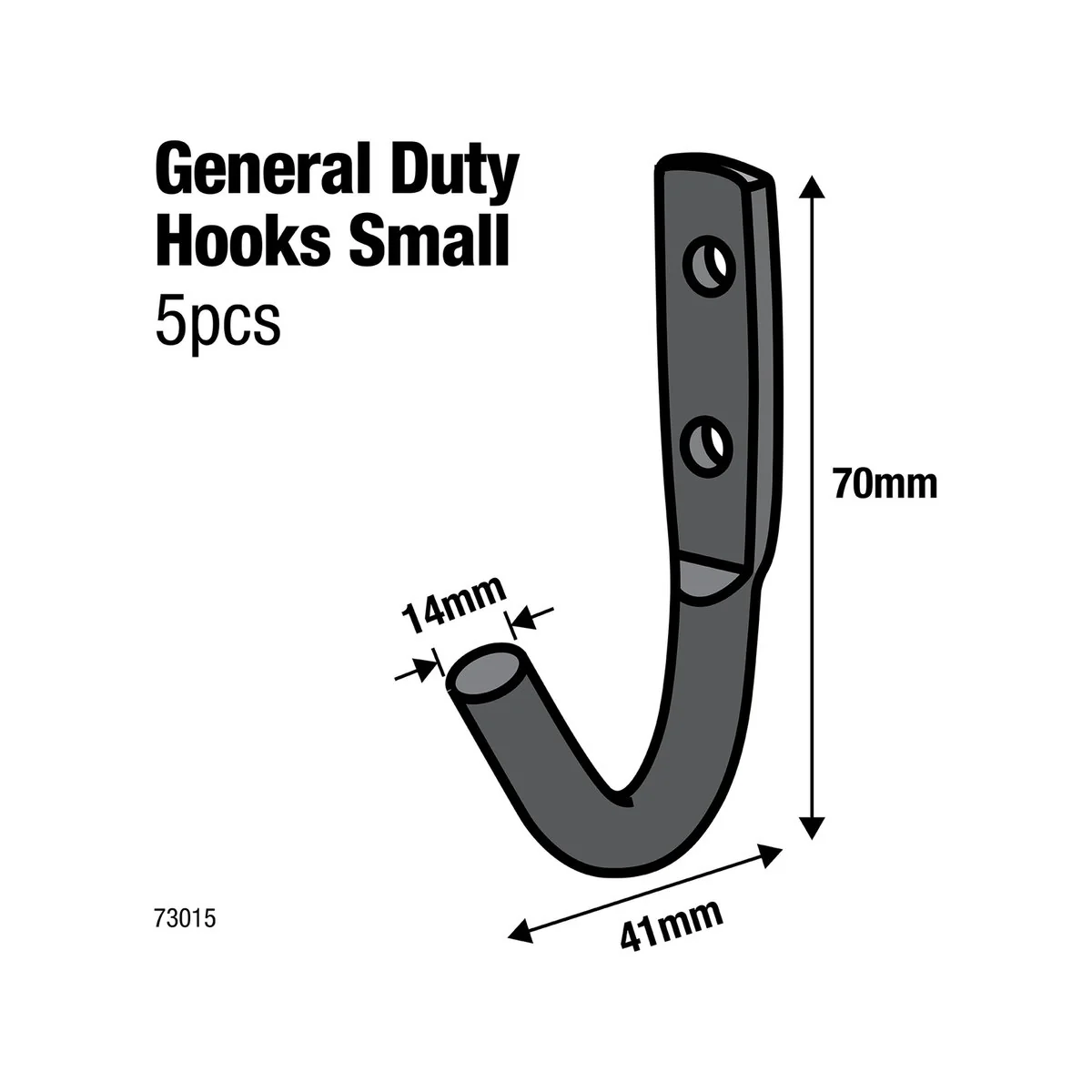 Everhang Small Black J Bolt Hook Pack of 5 - 69mm x 41mm - Durable Storage Solution - Image 4