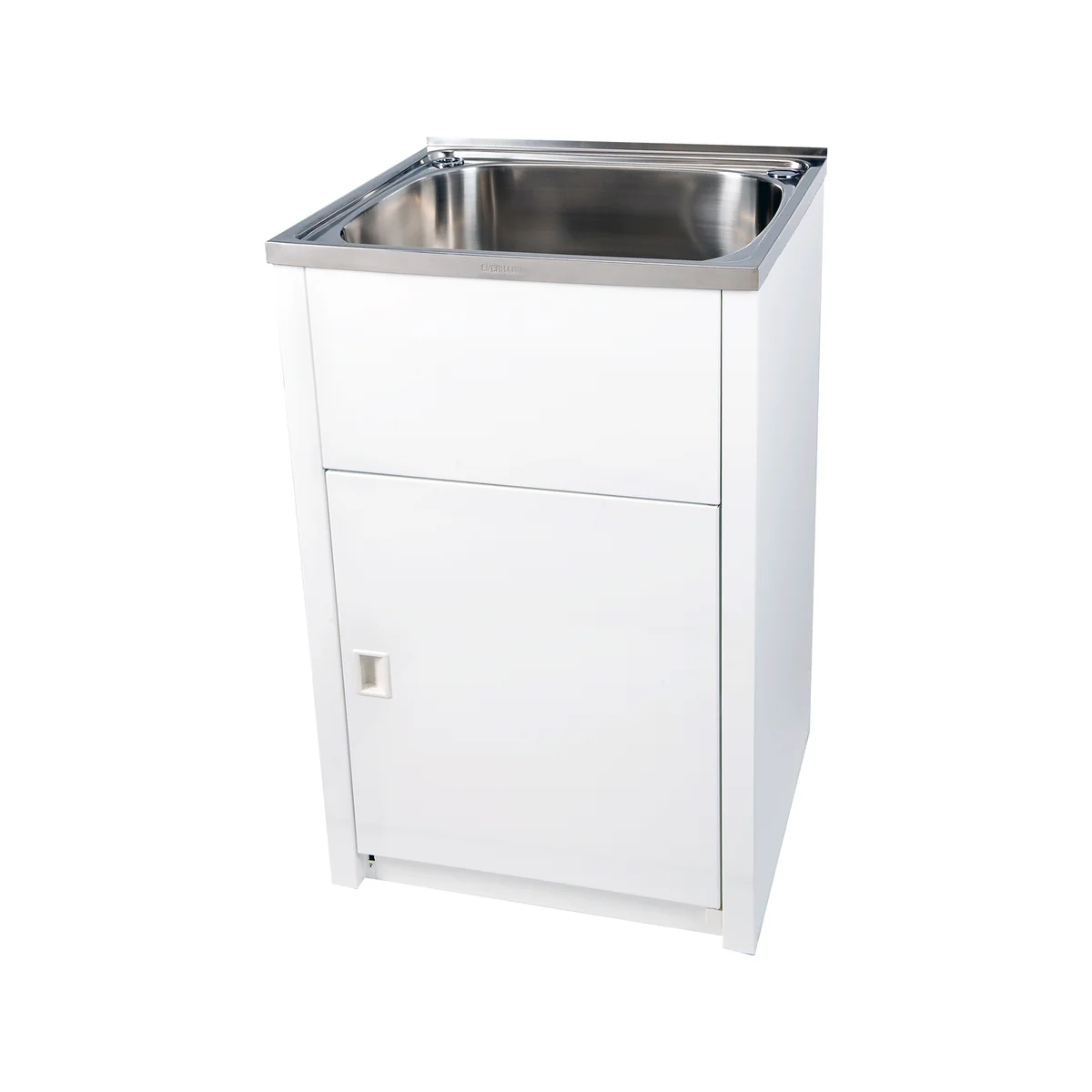 Everhard 45L White Laundry Unit - Stainless Steel Bowl - Galvanised Steel Cabinet