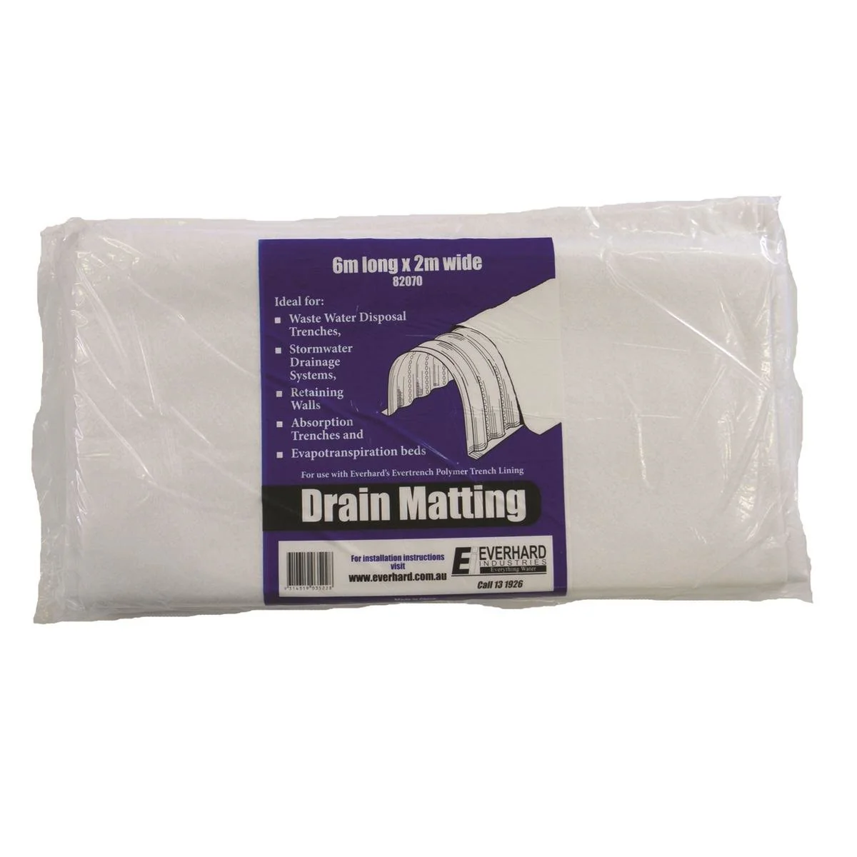Everhard Drain Matting 2 x 6m White PP Non-Woven Easy Install