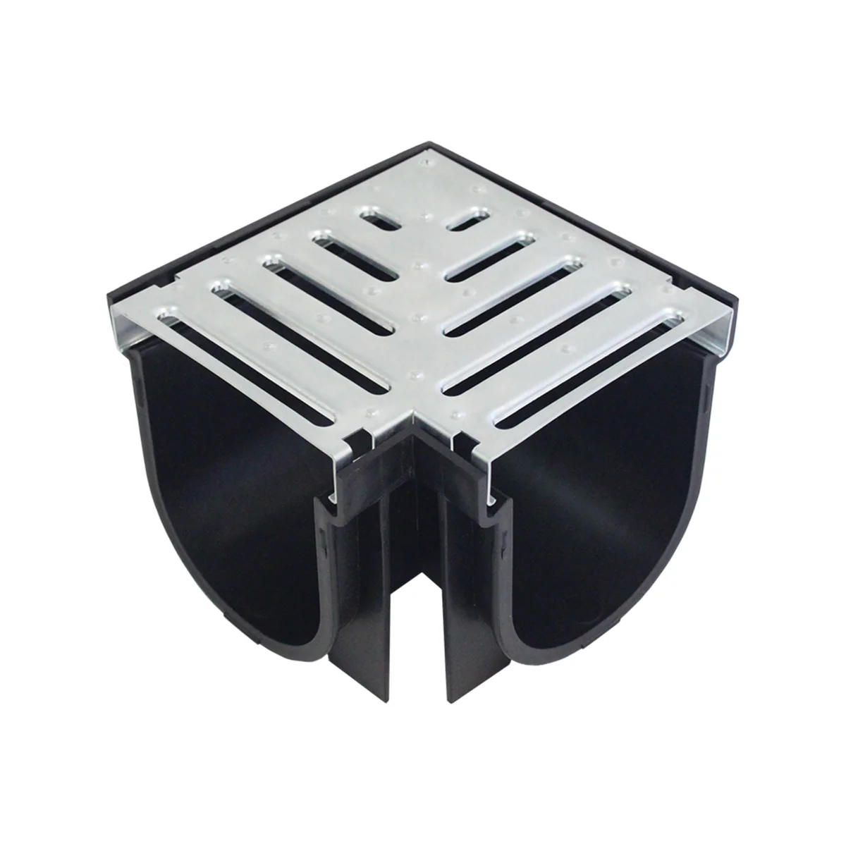 Everhard Easydrain Galvanised Steel Grate and Corner 171mm x 171mm - Silver
