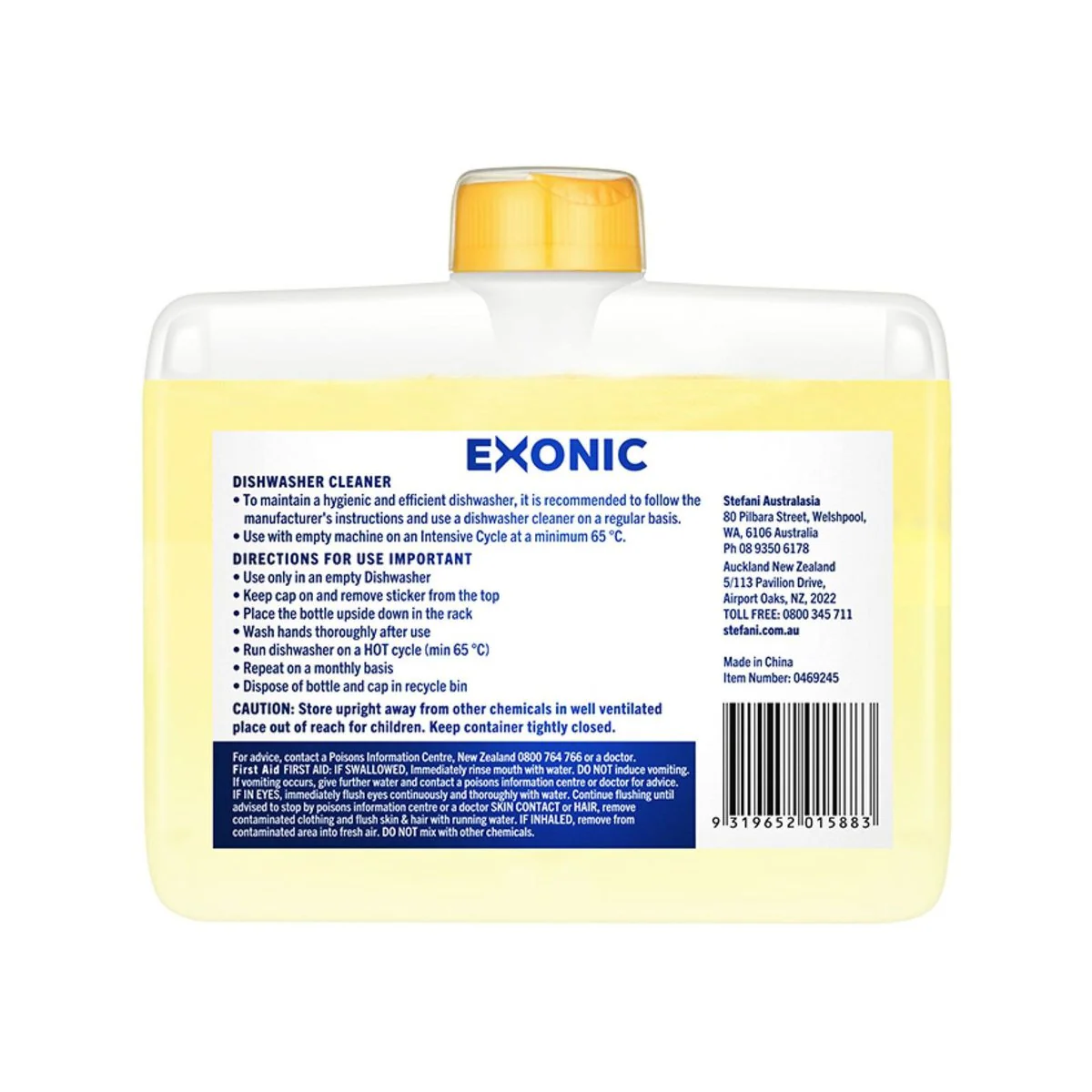 Exonic Dishwasher Cleaner - 250ml - Removes Limescale & Odours - Yellow - Image 2