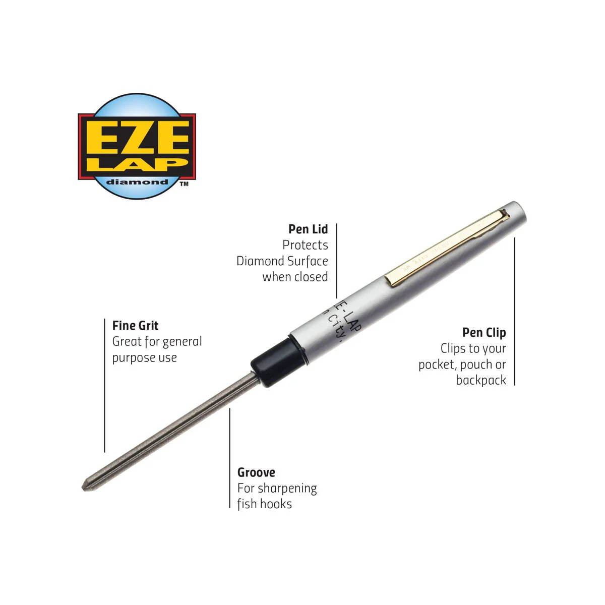 EZE-LAP Diamond Pen Type Sharpener - 600-Grit - Steel - Compact Design - Image 2