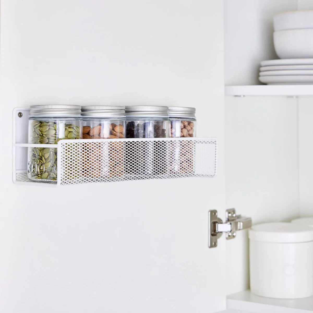 EzyStorage Large Door Mount Wire Rack - 300mm x 101mm x 102mm - White - Organise Jars, Herbs, Spices - Image 4