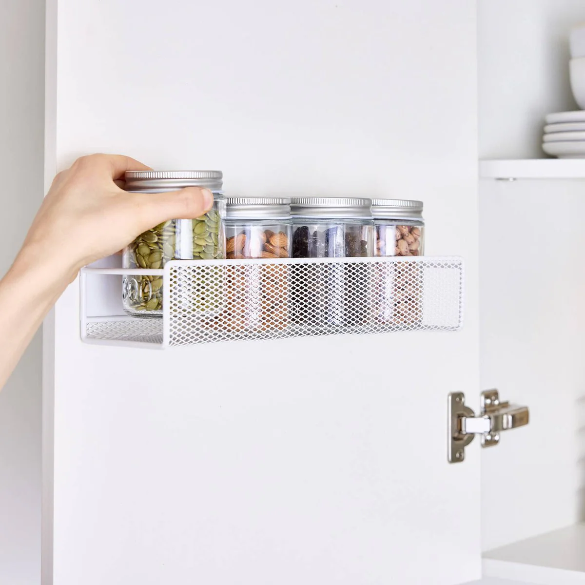 EzyStorage Large Door Mount Wire Rack - 300mm x 101mm x 102mm - White - Organise Jars, Herbs, Spices - Image 5