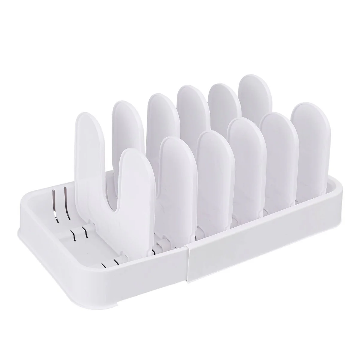 EzyStorage White Expanding Cookware Organiser - 36-58cm - 6 Dividers - Image 2