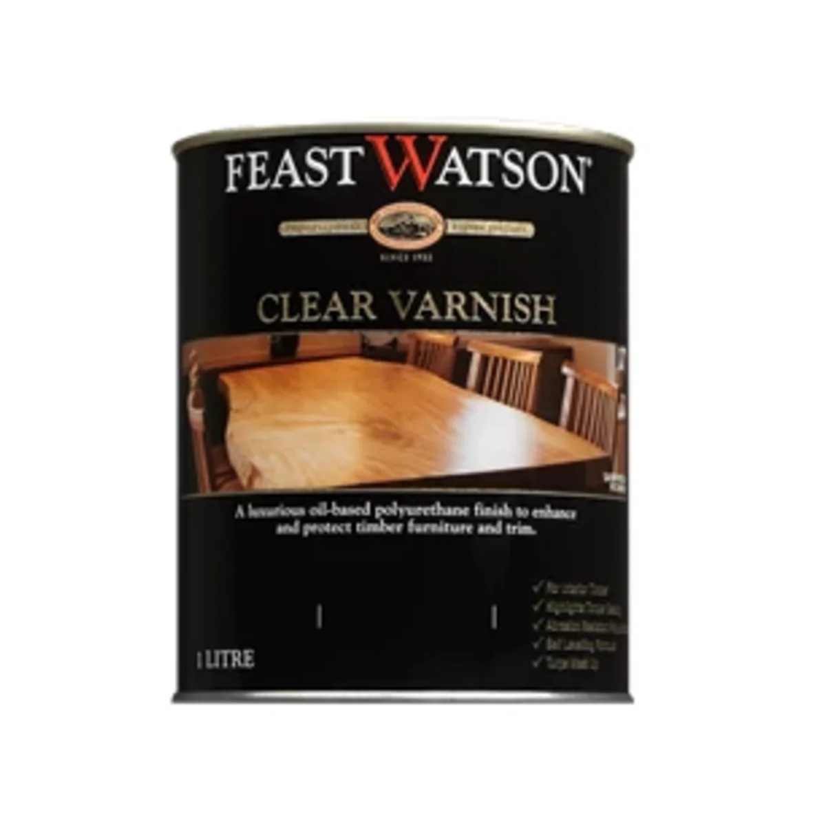 Feast Watson Clear Varnish - 1L Gloss Oil Based Scratch Resistant