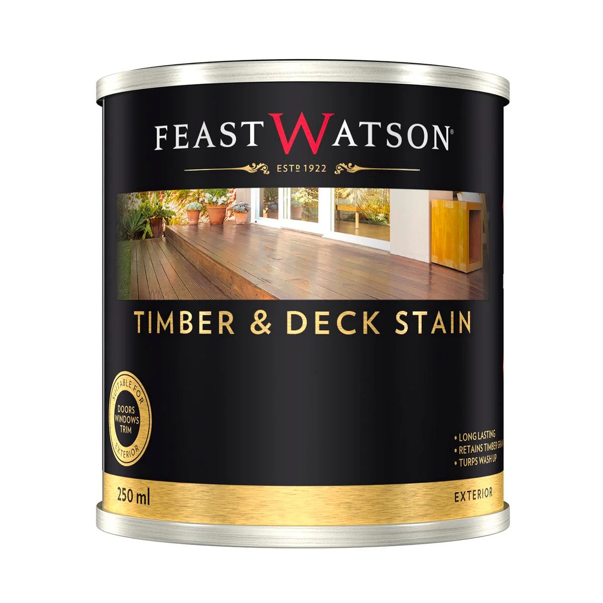 Feast Watson Decking Stain - Swan River Jarrah - 250ml - Solvent Based - Semi-Transparent Finish