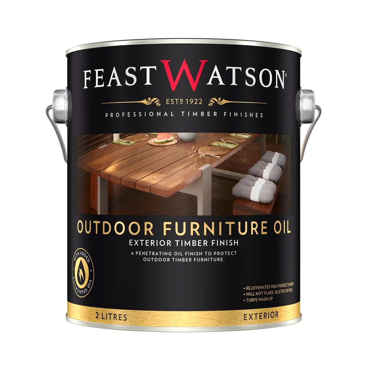 Feast Watson Outdoor Furniture Oil - 2L - Solvent Based - UV Resistant