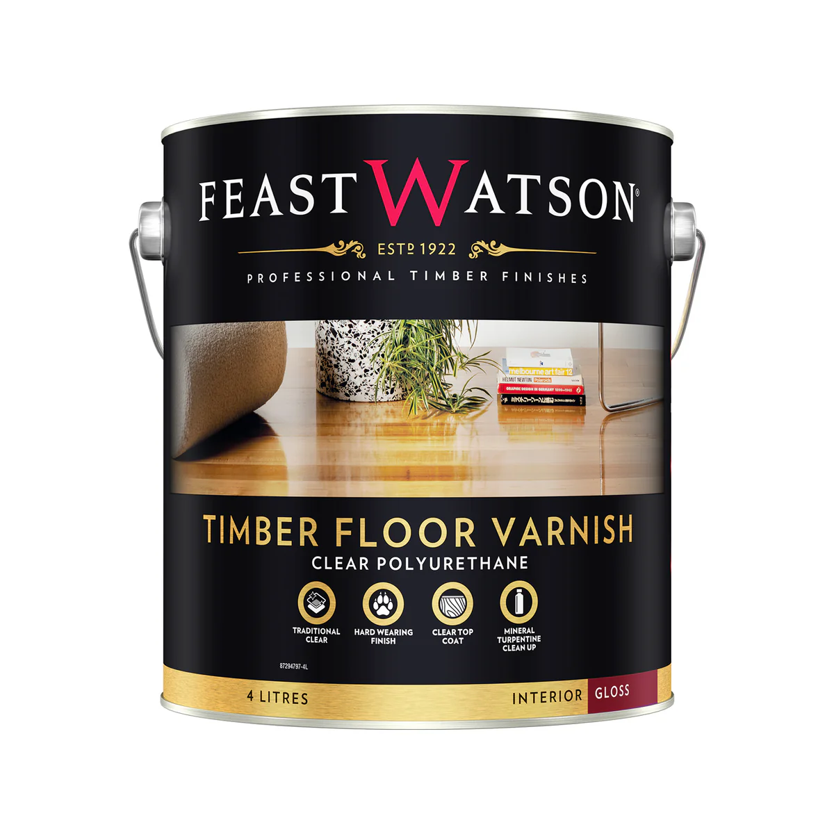 Feast Watson Timber Floor Varnish - 4L - Oil Based - Gloss Finish