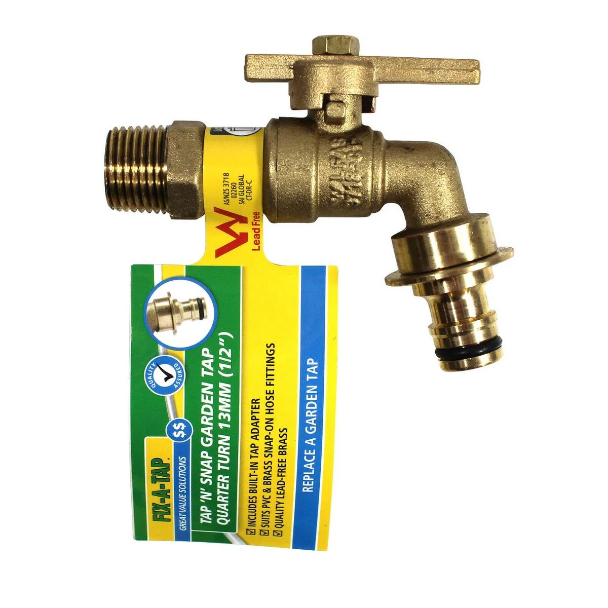 Fix a Tap Garden Tap - 13mm (1/2") Lead Free Brass - Quarter Turn - Durable