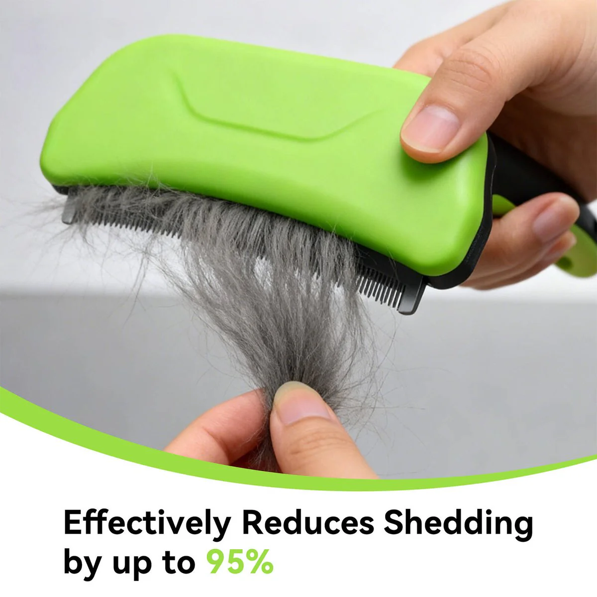 Flamingo Green Self Cleaning Deshedding Tool - 95mm x 160mm - Retractable Blades - Image 4