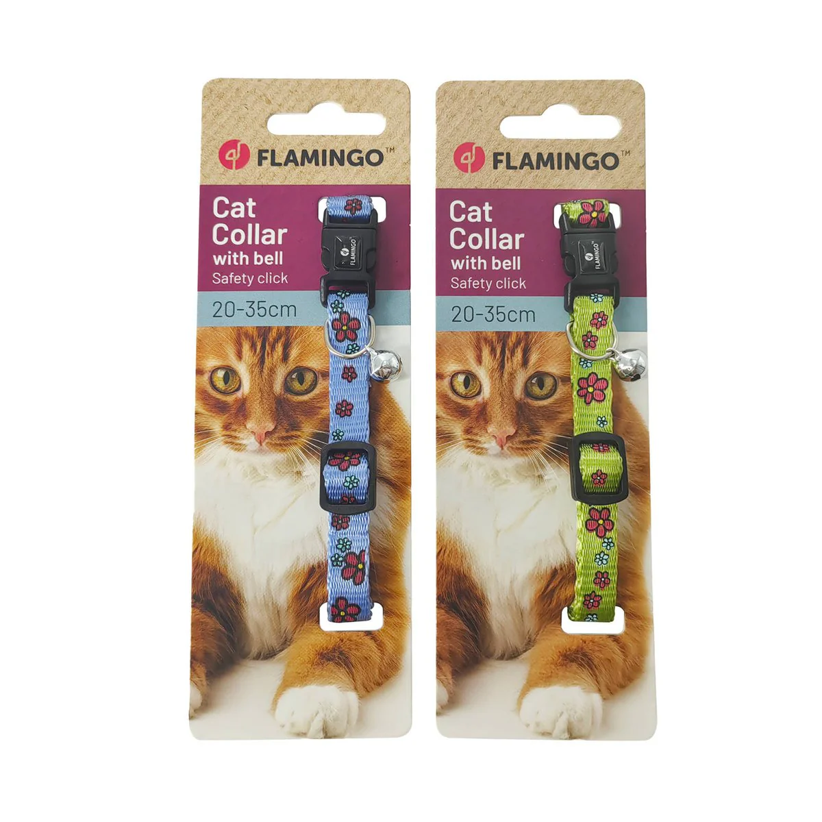 Flamingo Ziggi Cat Collar - 20-35cm - Assorted Colour Flower Lilac - Safety Click Clasp - Adjustable Fit - Image 3