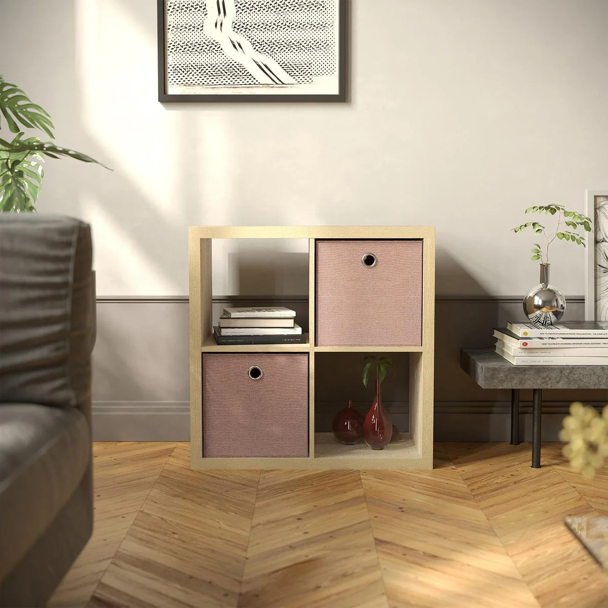 Flexi Storage Clever Cube Insert 330 x 330 x 370mm - Blush Pink - Versatile Storage Solution - Image 2