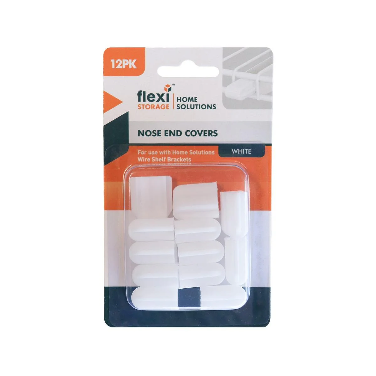 Flexi Storage White Double Slot Wire Shelf Bracket End Cover 12 Pack