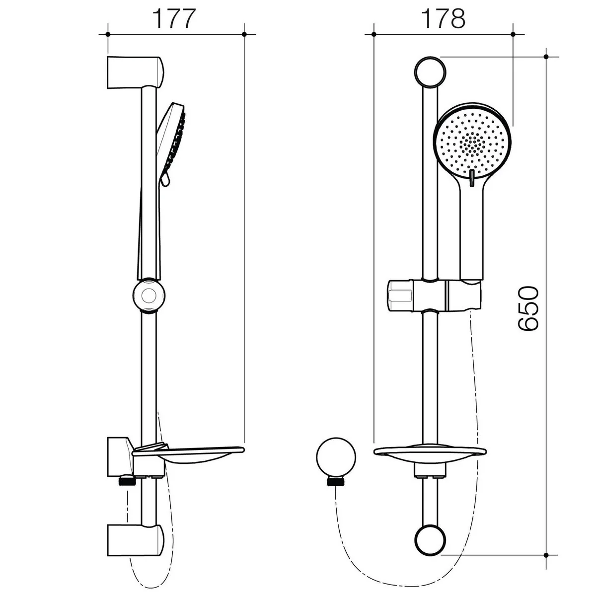 Flexispray Chrome Bermuda Rail Shower - 3 Function - 650mm - Adjustable - Image 2