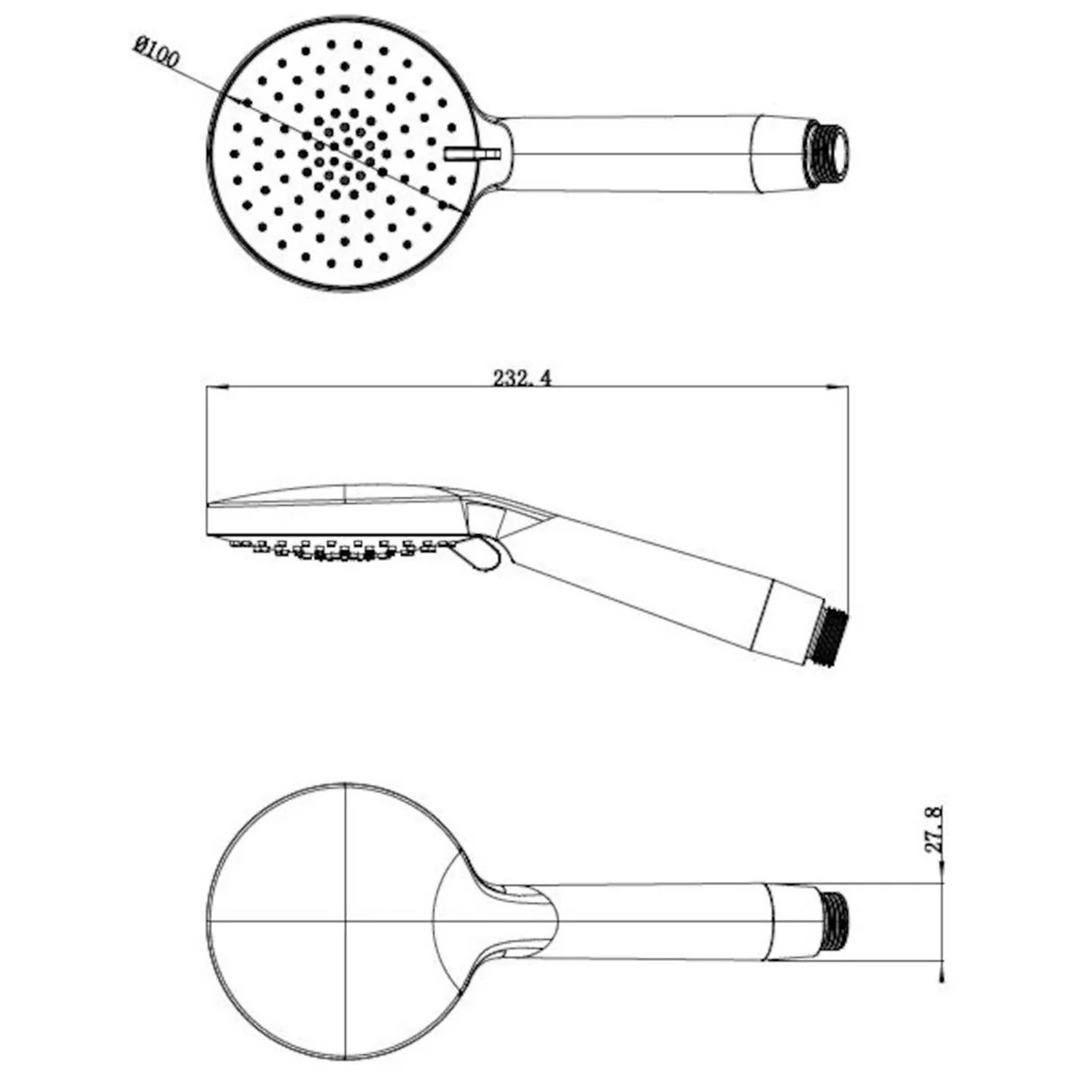 Flexispray Hand Shower - 100mm - Brass - 3 Spray Functions - Image 2