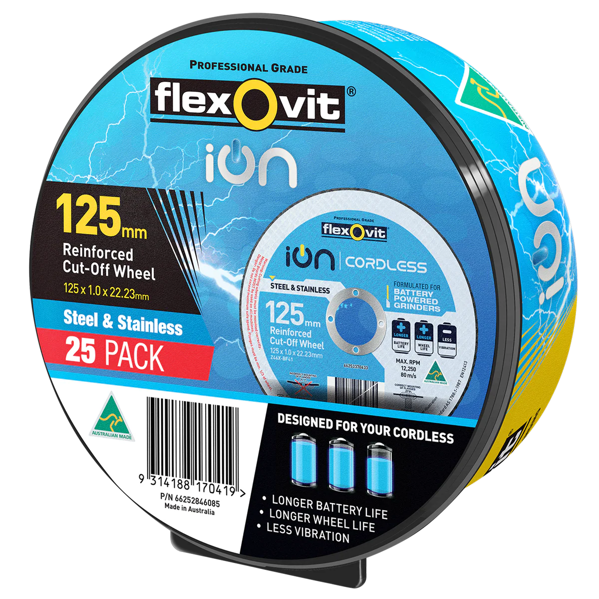Flexovit Cut Off Wheel - 125mm - Zirconia - Reinforced - 25 Pack