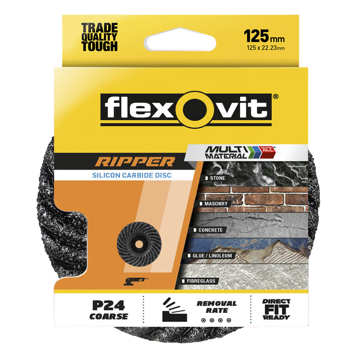 Flexovit Stripping Ripper Grinding Disc 115mm x 22mm x 23mm Black