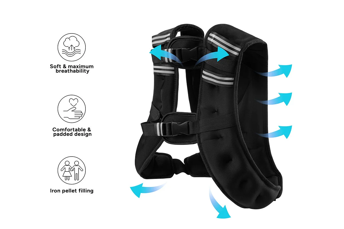 Fortis 5kg Adjustable Weighted Vest for Enhanced Workouts - Image 4