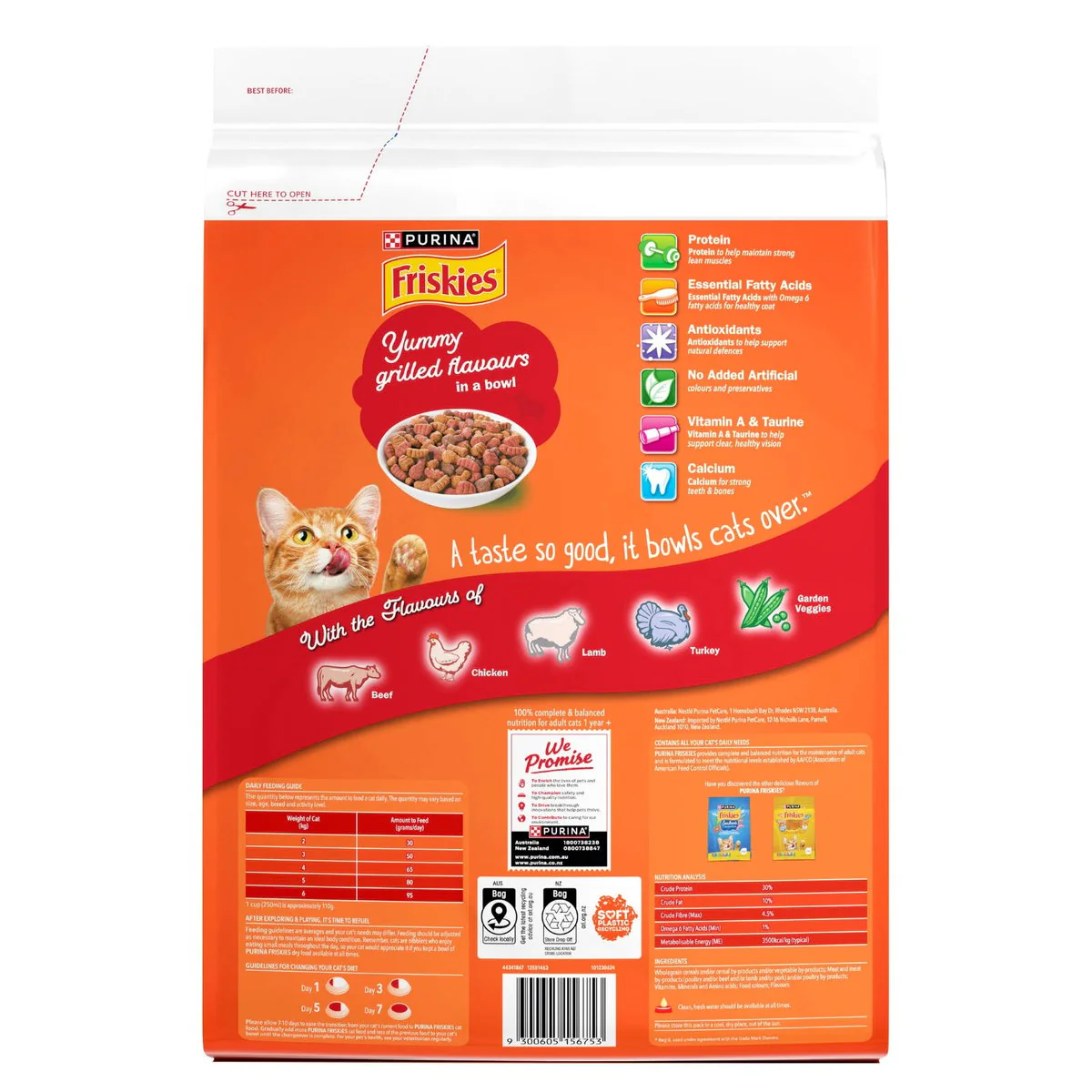 Friskies Adult Dry Cat Food - Meaty Grills 6kg - Protein-Rich, Dental Care - Image 2