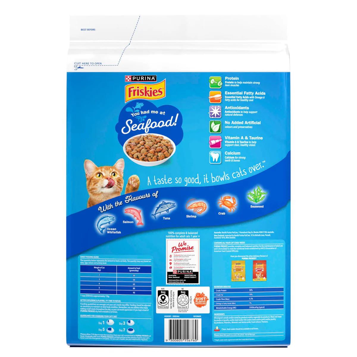 Friskies Adult Seafood Sensations Dry Cat Food - 6kg - Protein-Rich, Balanced Nutrition - Image 2