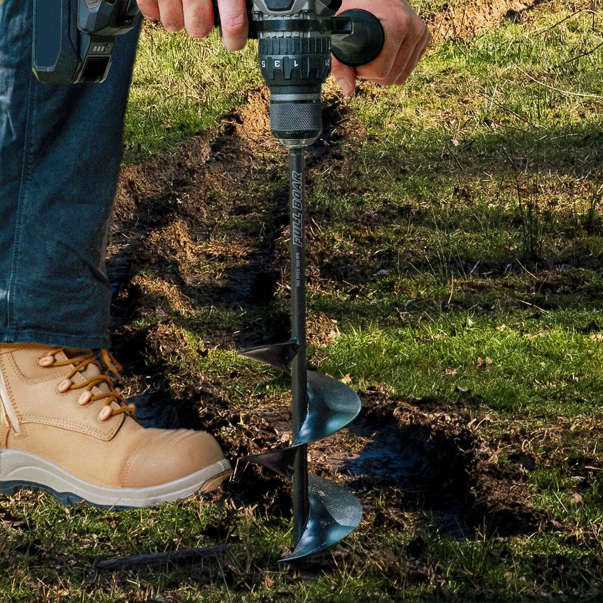 Full Boar 100mm Garden Auger Bit - Solid Steel - 450mm Drilling Depth - Image 3