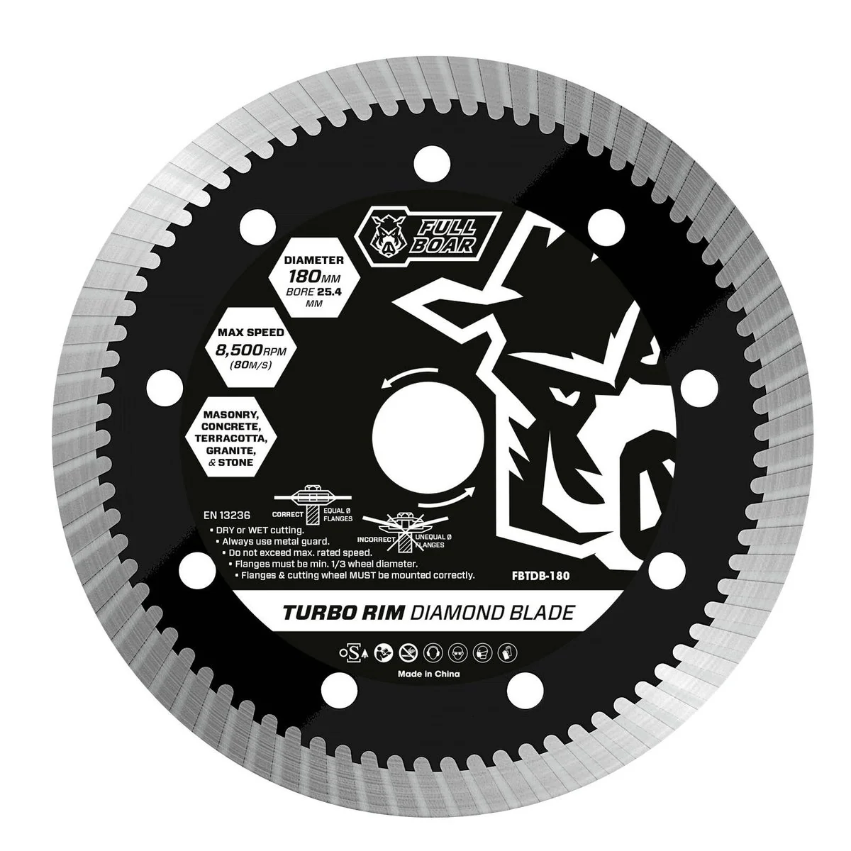 Full Boar 180mm Turbo Rim Diamond Blade - Efficient Cutting - Durable - Image 3
