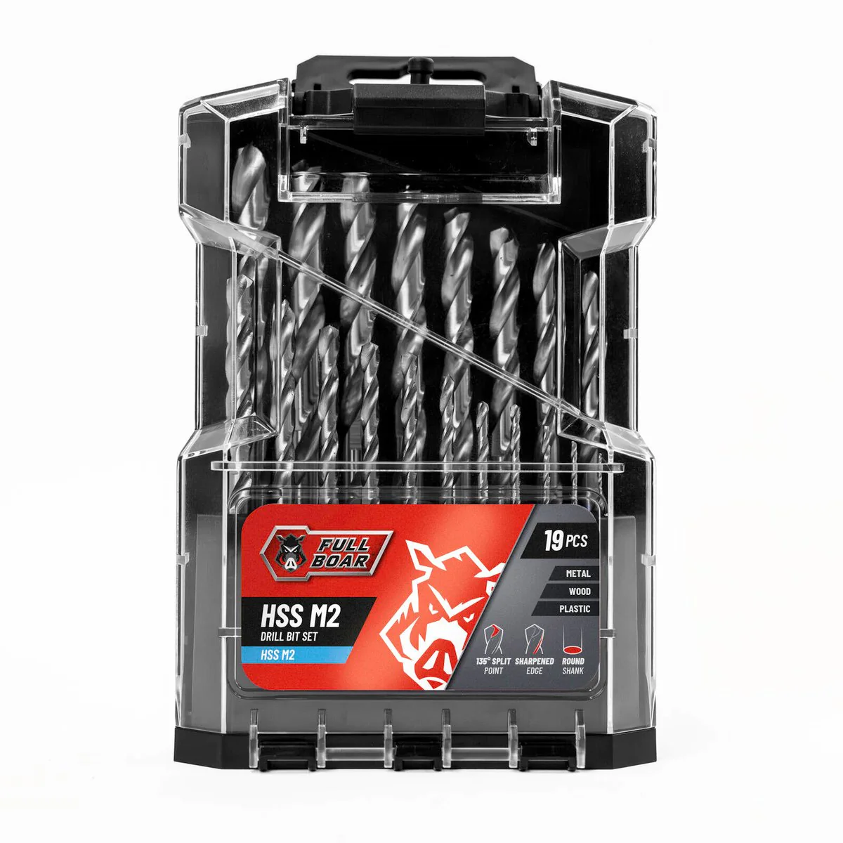 Full Boar 19 Piece HSS M2 Drill Bit Set - 135-Degree Split Point - Durable - Image 3