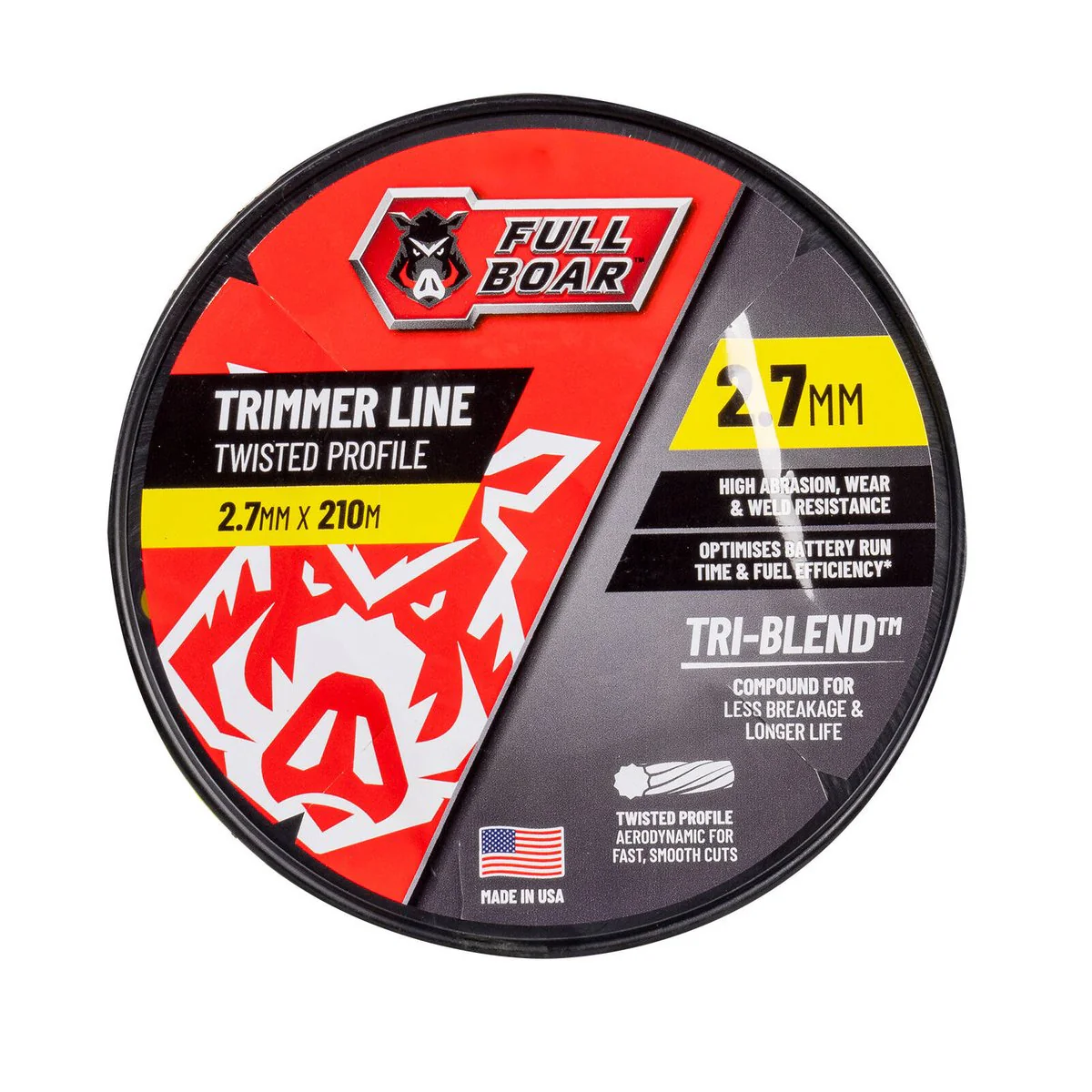 Full Boar 2 Twisted Profile Trimmer Line 2.7mm x 210m - Durable, Efficient