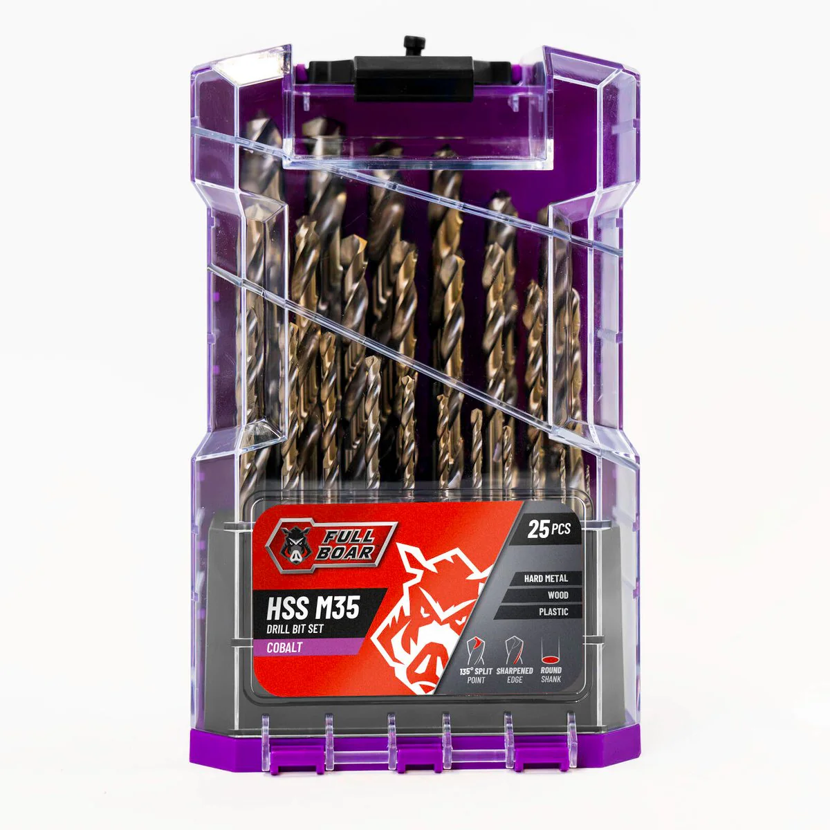 Full Boar 25 Piece HSS M35 Drill Bit Set - Precision Drilling - 135º Split Point - Image 3