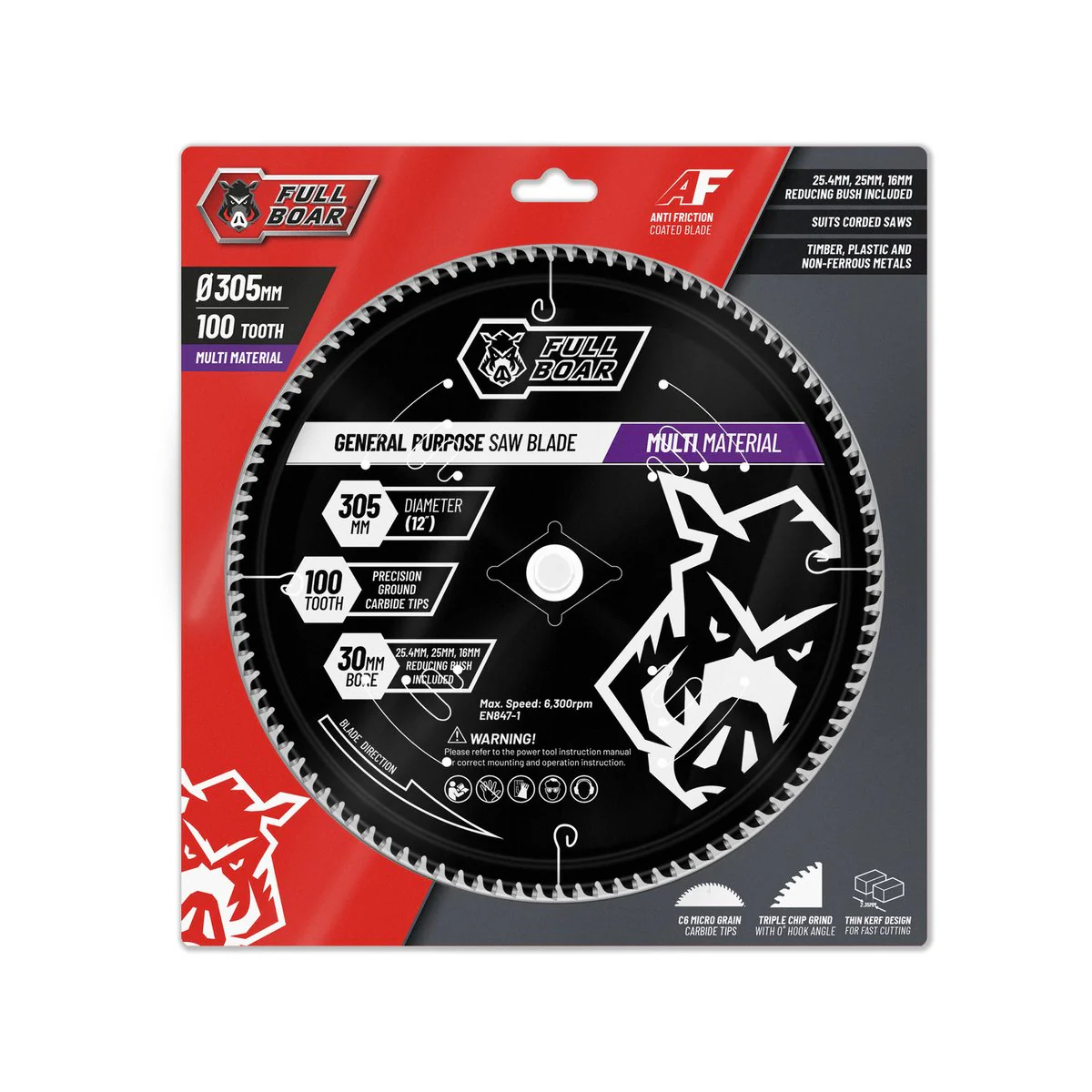 Full Boar 305mm 100t Multi Material Circular Saw Blade - Precision Cutting - Anti-Friction Coating - Image 2