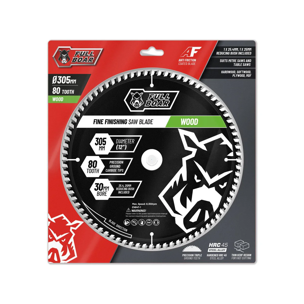 Full Boar 305mm 80t Mitre Saw Blade - Precision Cutting - Durable Steel - Image 2