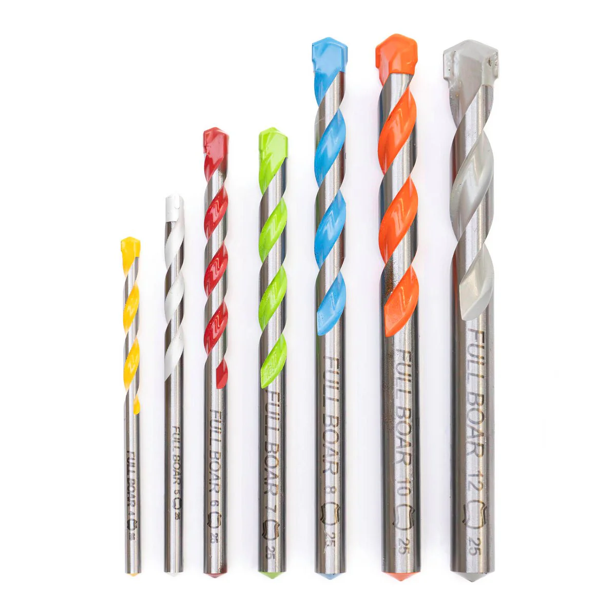 Full Boar 7 Piece Masonry Plug Drill Bit Set - 4mm to 12mm - High-Speed Steel - Image 2