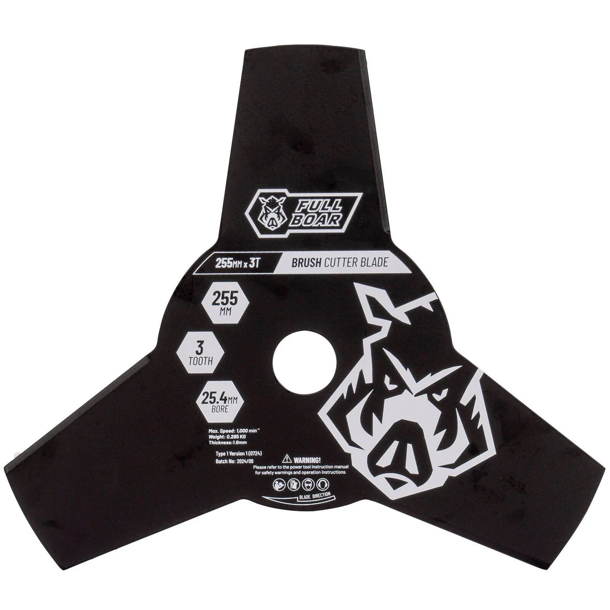 Full Boar Brush Cutter Blade - 255mm x 3T - Hardened Steel - Durable Cutting