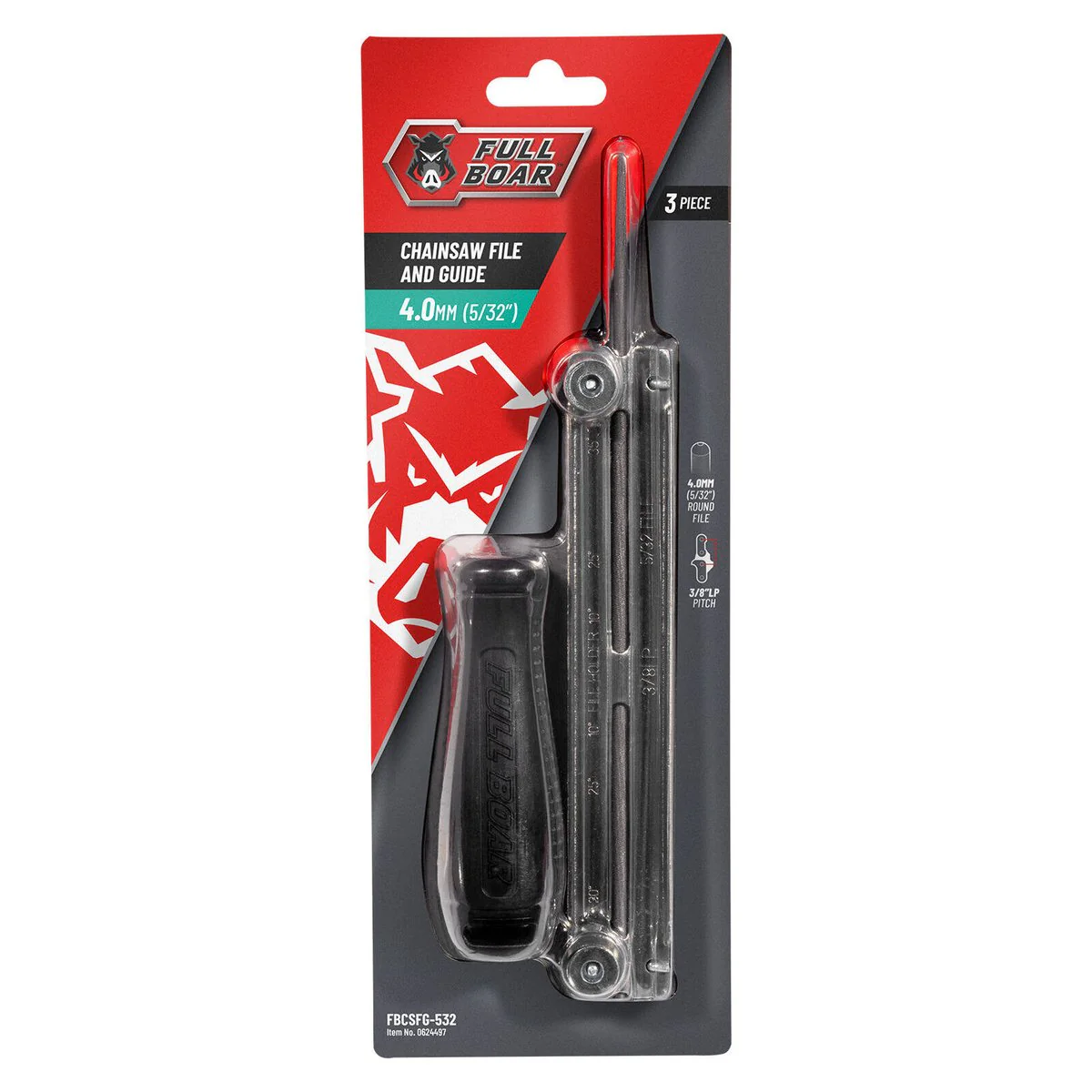 Full Boar Chainsaw File and Guide - 4.0mm (5/32”) - Effective Sharpening Tool