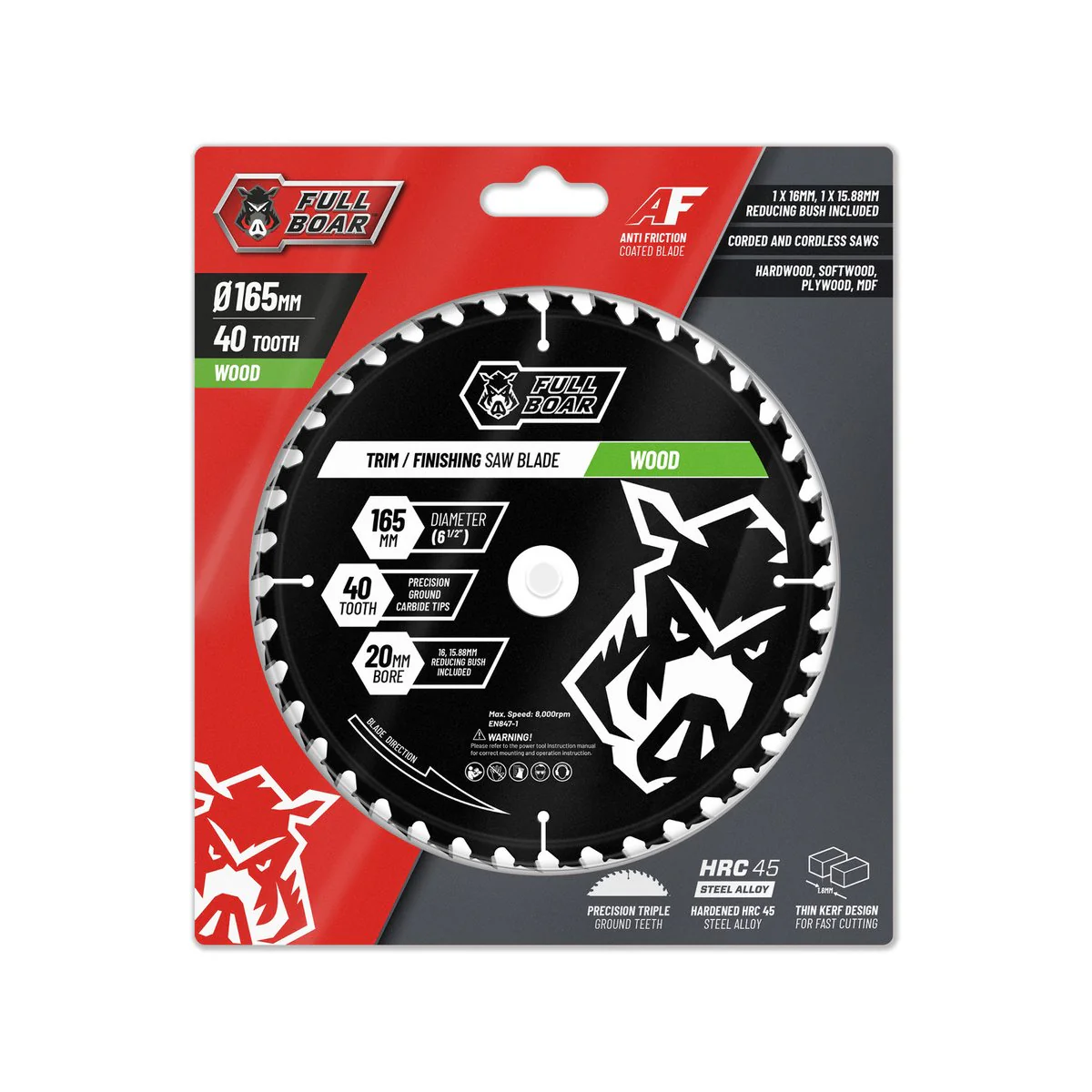 Full Boar 165mm 40t Circular Saw Blade - Trade Series - Steel - Image 2
