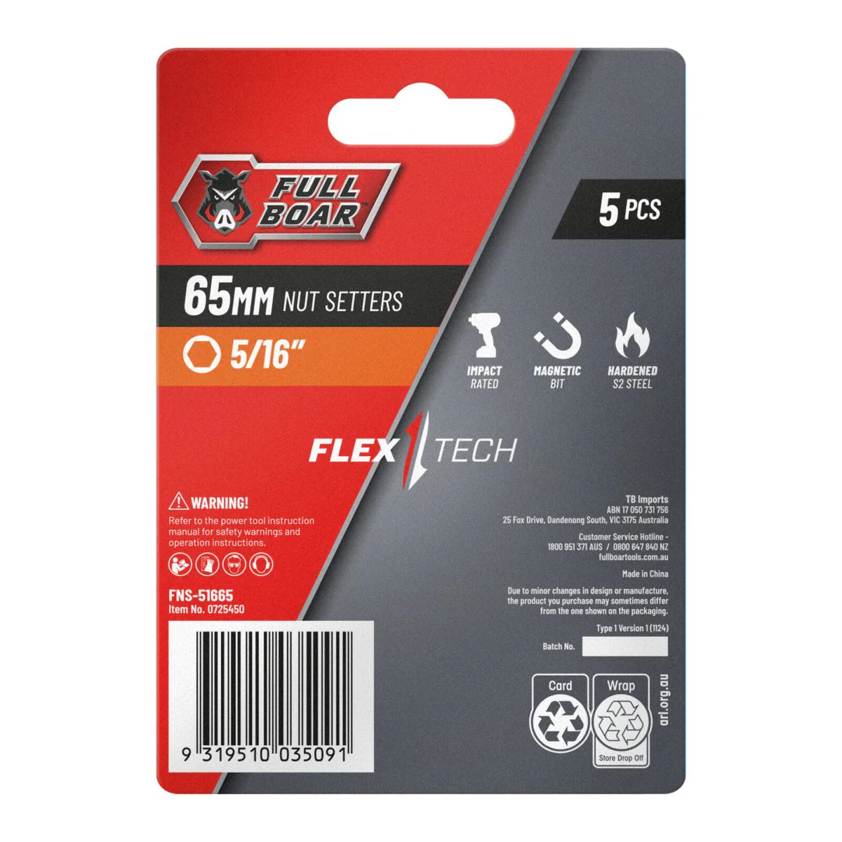 Full Boar Magnetic Impact Nut Setters 5 Pack - 5 x 16 x 65mm - Durable, High-Torque - Image 2
