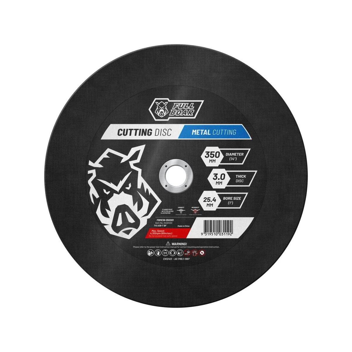 Full Boar Metal Cutting Disc 350mm - 3mm Thickness - Pack of 12 - Fast Cutting