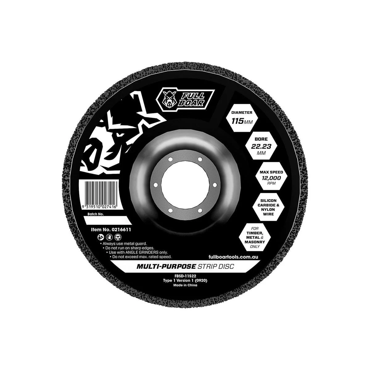 Full Boar Multi Purpose Strip Disc - 115mm - Silicon Carbide - Rust Removal