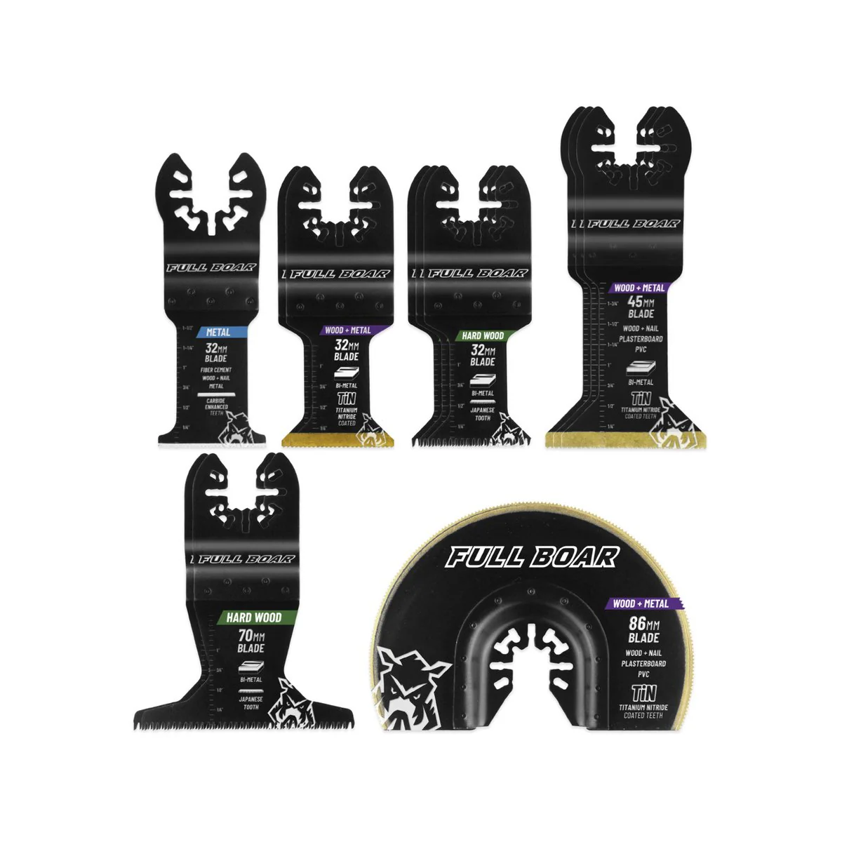 Full Boar Multi Tool Blade Set 12 Pack - Bi-Metal - 250mm x 280mm - Image 2