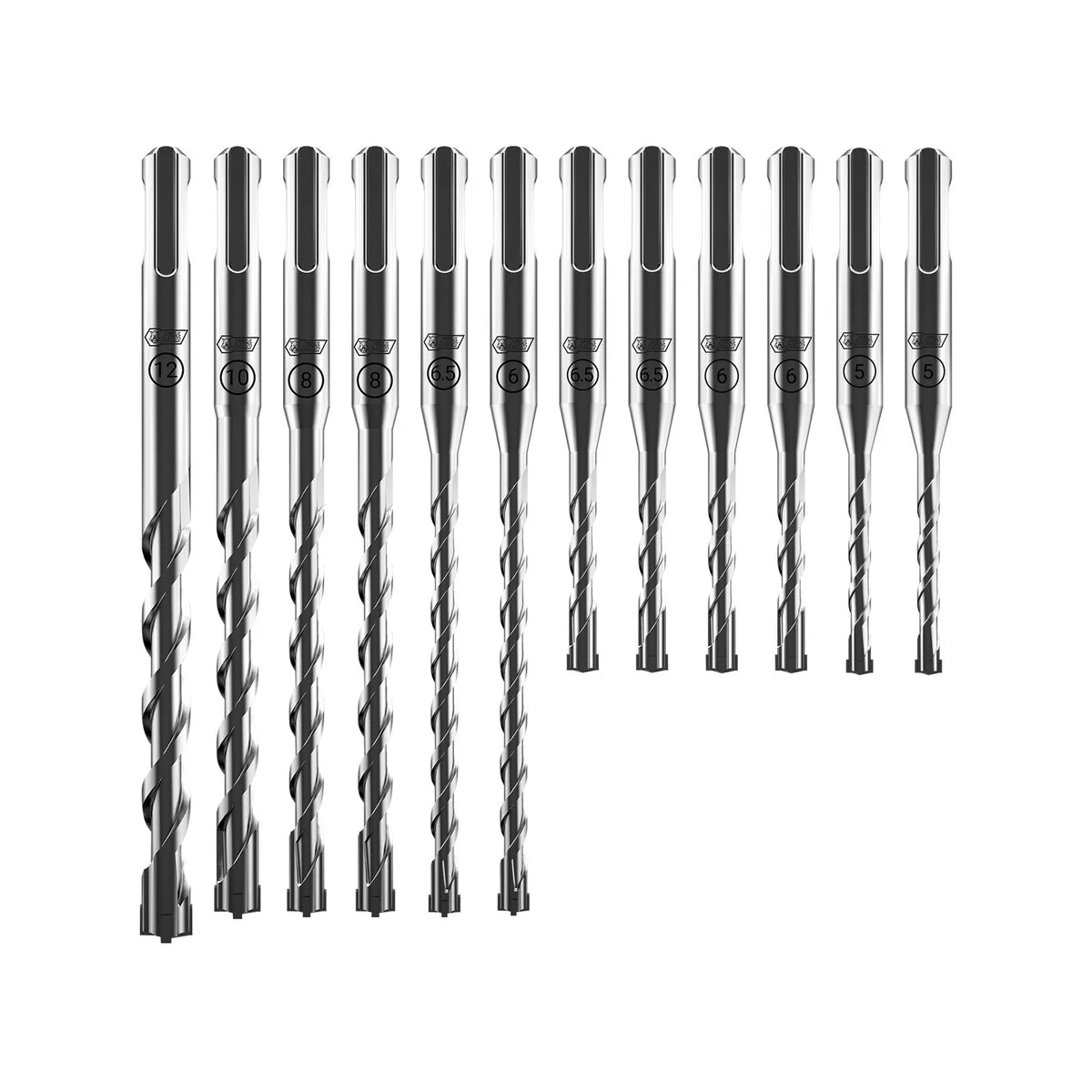 Full Boar SDS-Plus Drill Bit Set - 12 Piece - Carbide - Concrete Use - Image 2